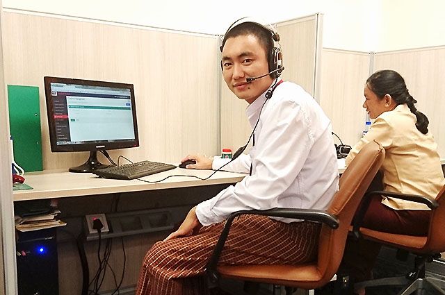 Kyaw Zin Latt has a below-knee amputation due to a car accident, Kyaw Zin Latt works at MAB call centre.