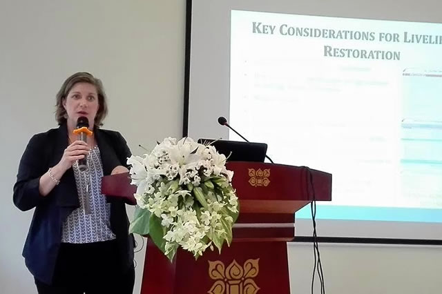 International resettlement and livelihood specialist, Angela Reeman, presented her findings.