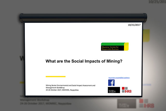Vicky Bowman gave three presentations: Responsible Mining, Social Impacts, Mining and Stakeholder Engagement
