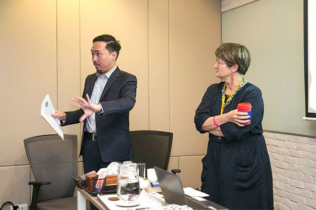 Thompson Chau, Myanmar-based business journalist and Director of the Board of the Myanmar-Hong Kong Chamber of Commerce, and Vicky Bowman, Director of MCRB