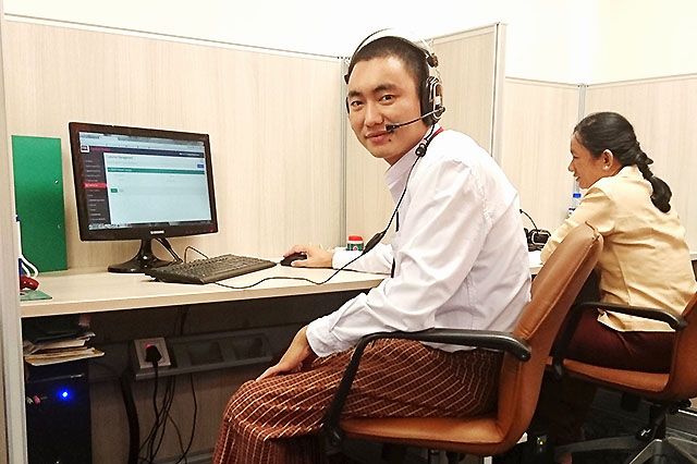 Kyaw Zin Latt has a below-knee amputation due to a car accident, Kyaw Zin Latt works at MAB call centre.
